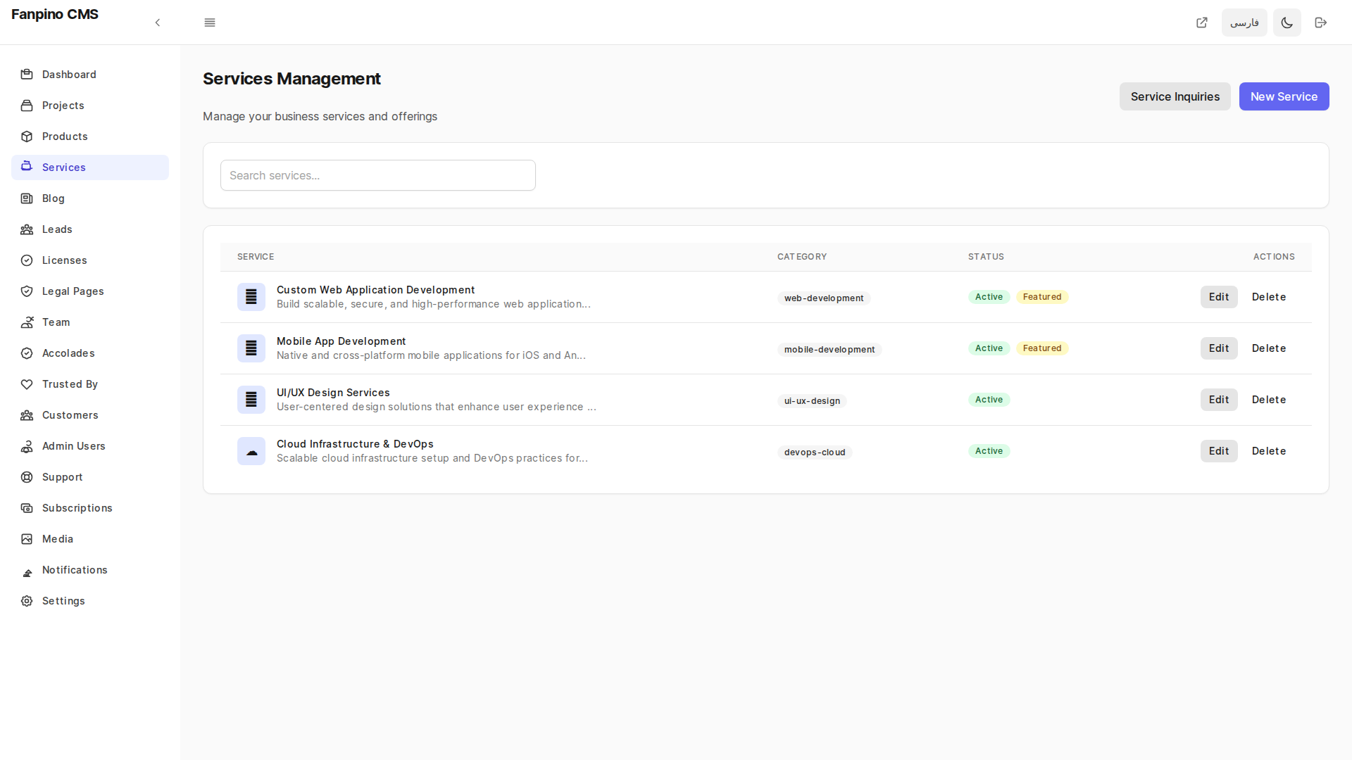 Service Management Interface
