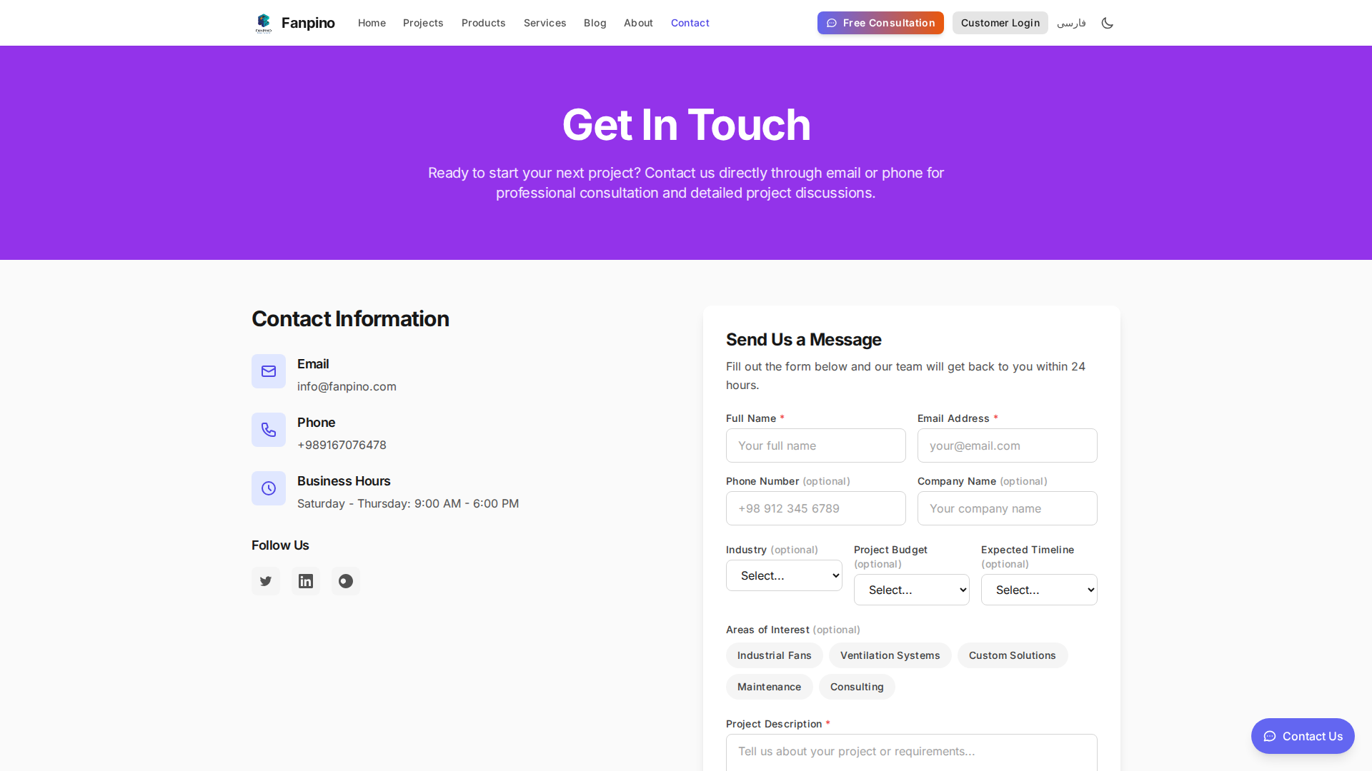 Contact Form and Information