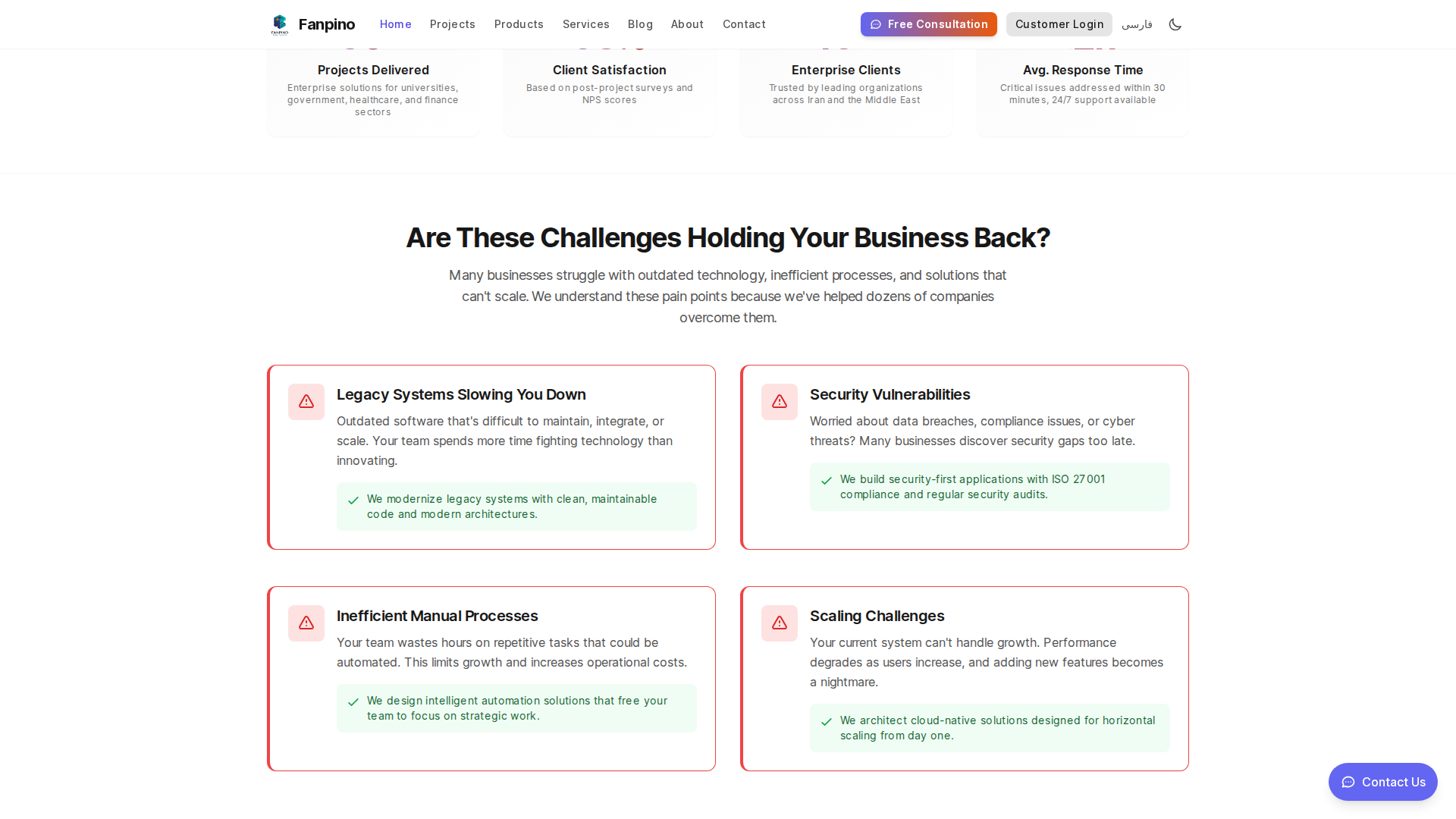 Featured Services and Projects Section